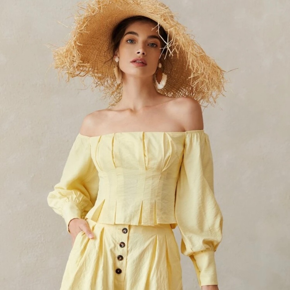 Light yellow off shoulder top